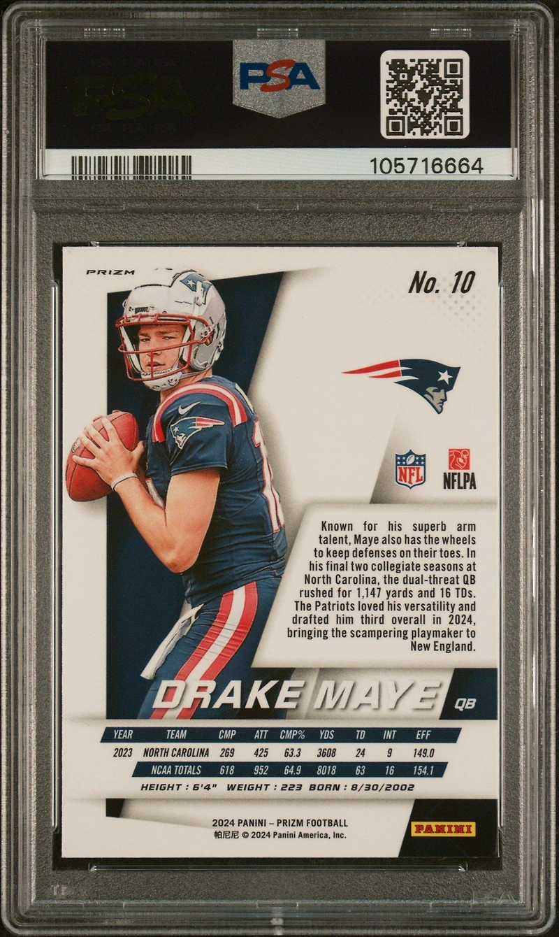 2024 Panini Prizm Prizm Flashback Rookie 10 Drake Maye PSA 10