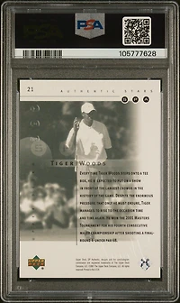 2001 Sp Authentic Preview 21 Tiger Woods Sample PSA 9