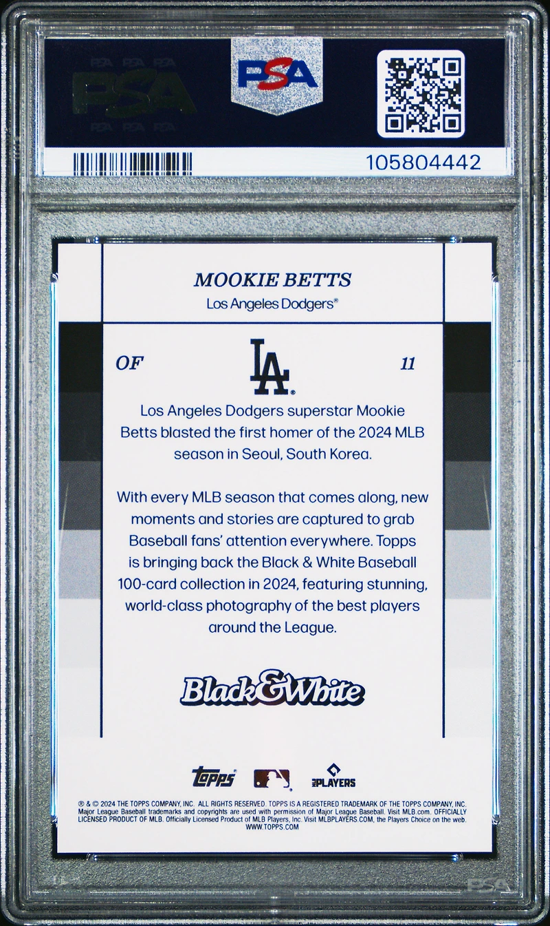 2024 Topps Black And White 11 Mookie Betts PSA 10