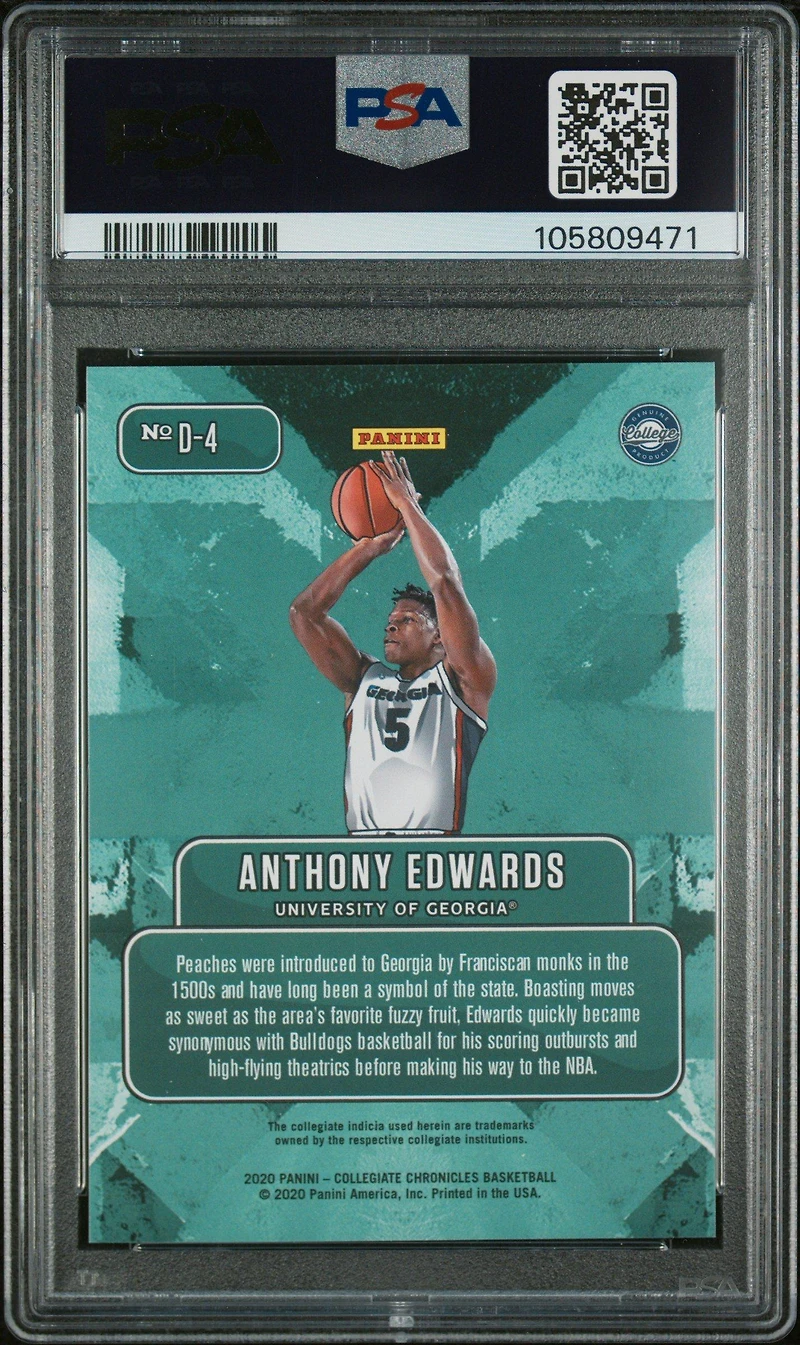 2020 Panini Prizm Draft Picks Downtown D4 Anthony Edwards PSA 10