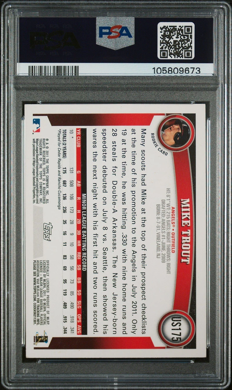 2011 Topps Update Us175 Mike Trout PSA