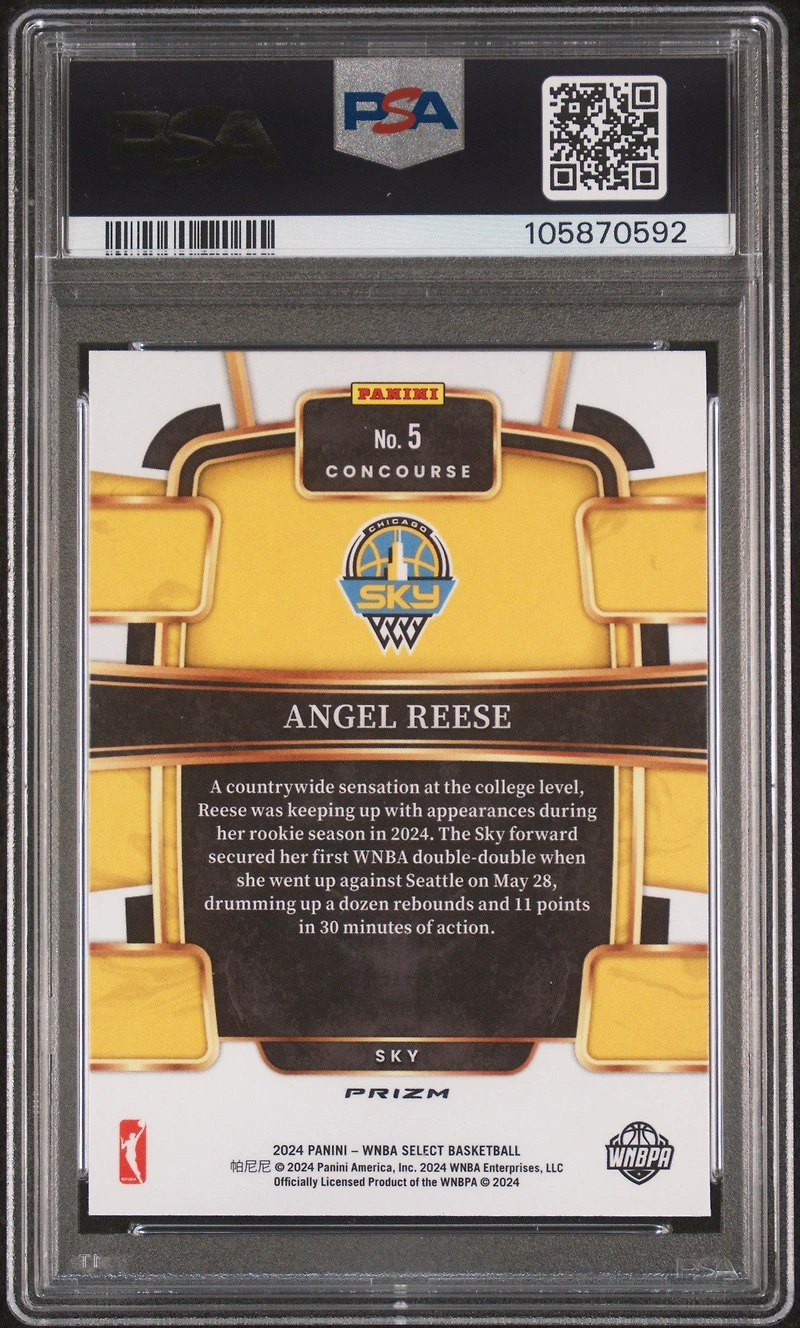 2024 Panini Select Wnba 5 Angel Reese Silver Flash PSA 10