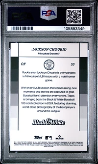 2024 Topps Black And White 53 Jackson Chourio PSA 10