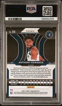 2020 Panini Prizm 258 Anthony Edwards Red/white/blue Prizm PSA 9