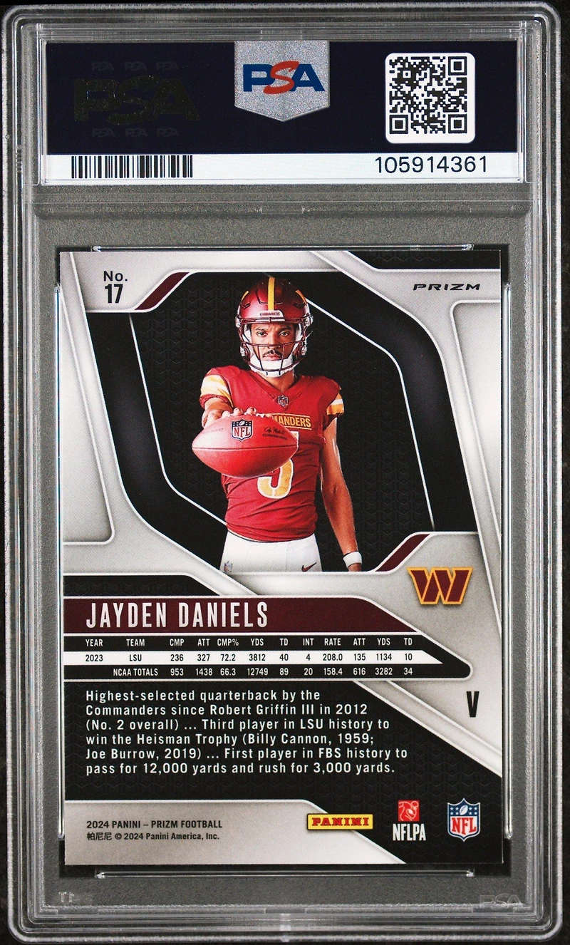 2024 Panini Prizm Rookie Variation 17 Jayden Daniels PSA