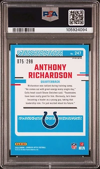 2023 Panini Donruss Optic 247 Anthony Richardson Aqua PSA 10