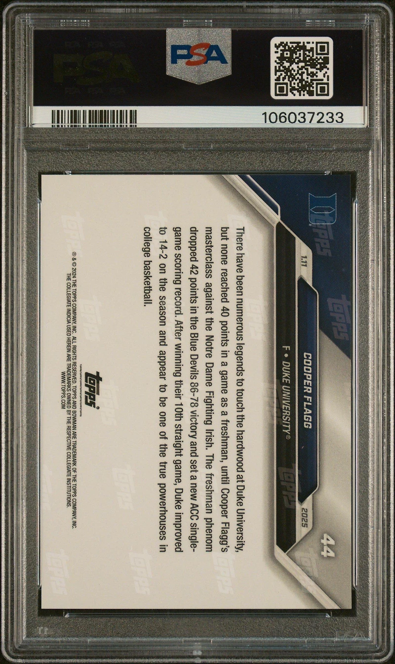 2024-25 Bowman U Now 44 Cooper Flagg PSA 10