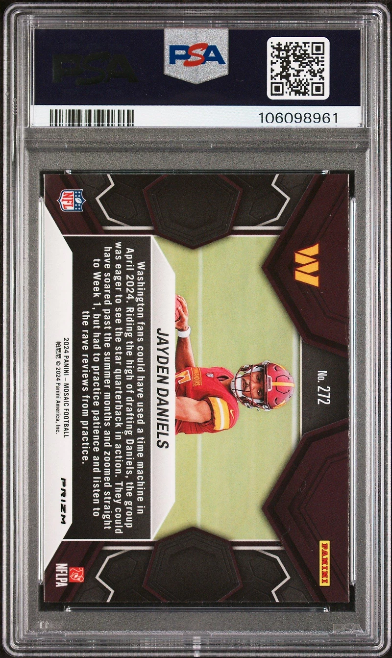 2024 Panini Mosaic 272 Jayden Daniels Camo Red PSA 9