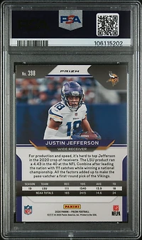 2020 Panini Prizm 398 Justin Jefferson Disco Prizm PSA 10