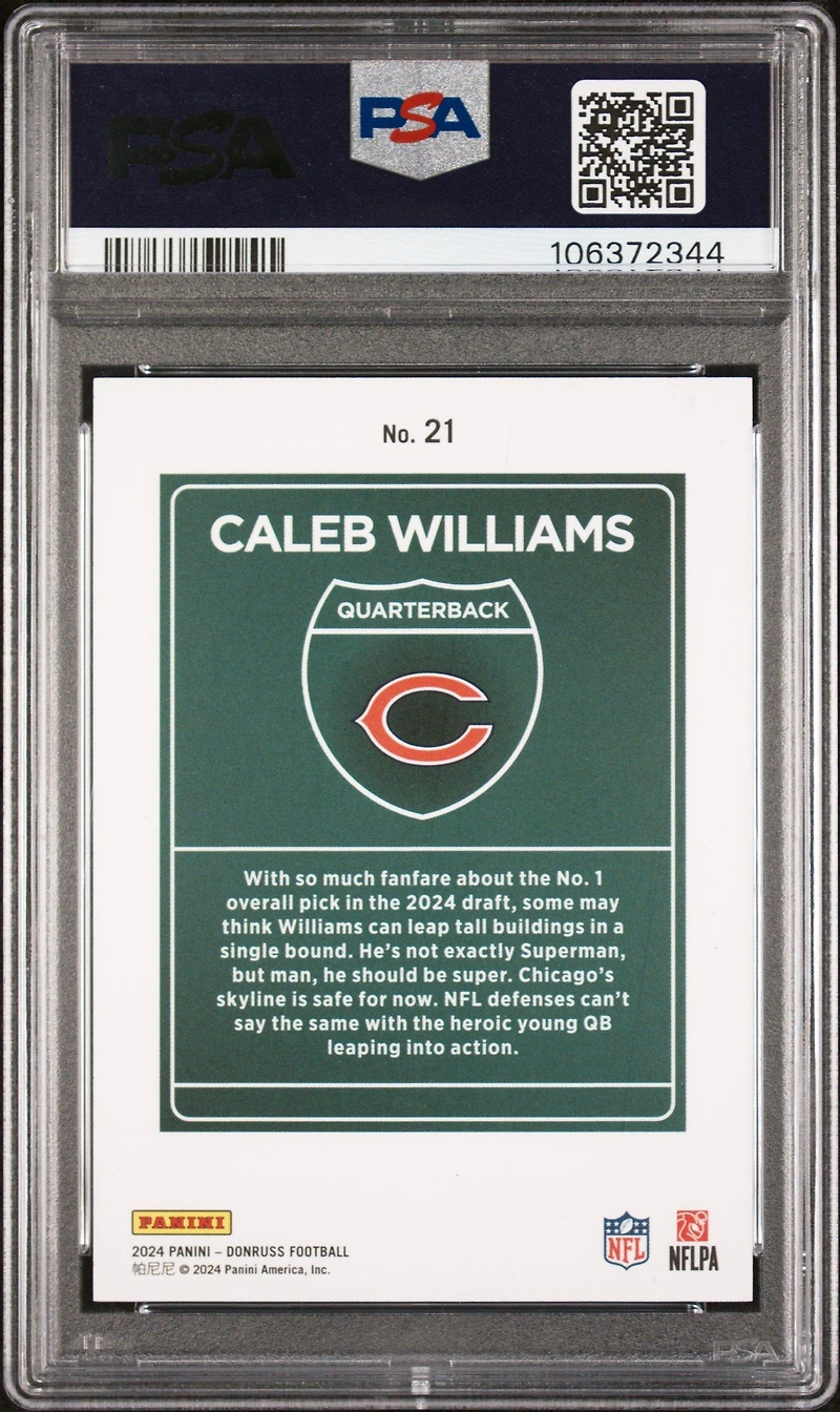 2024 Panini Donruss Downtown! 21 Caleb Williams PSA 9