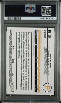2024 Topps Update Us100 Paul Skenes Blue Holo Foilboard PSA 10