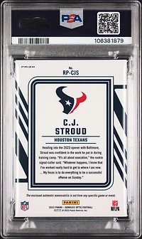 2023 Panini Donruss Optic Rookie Phenoms Relics Rpcjs Cj Stroud PSA 10