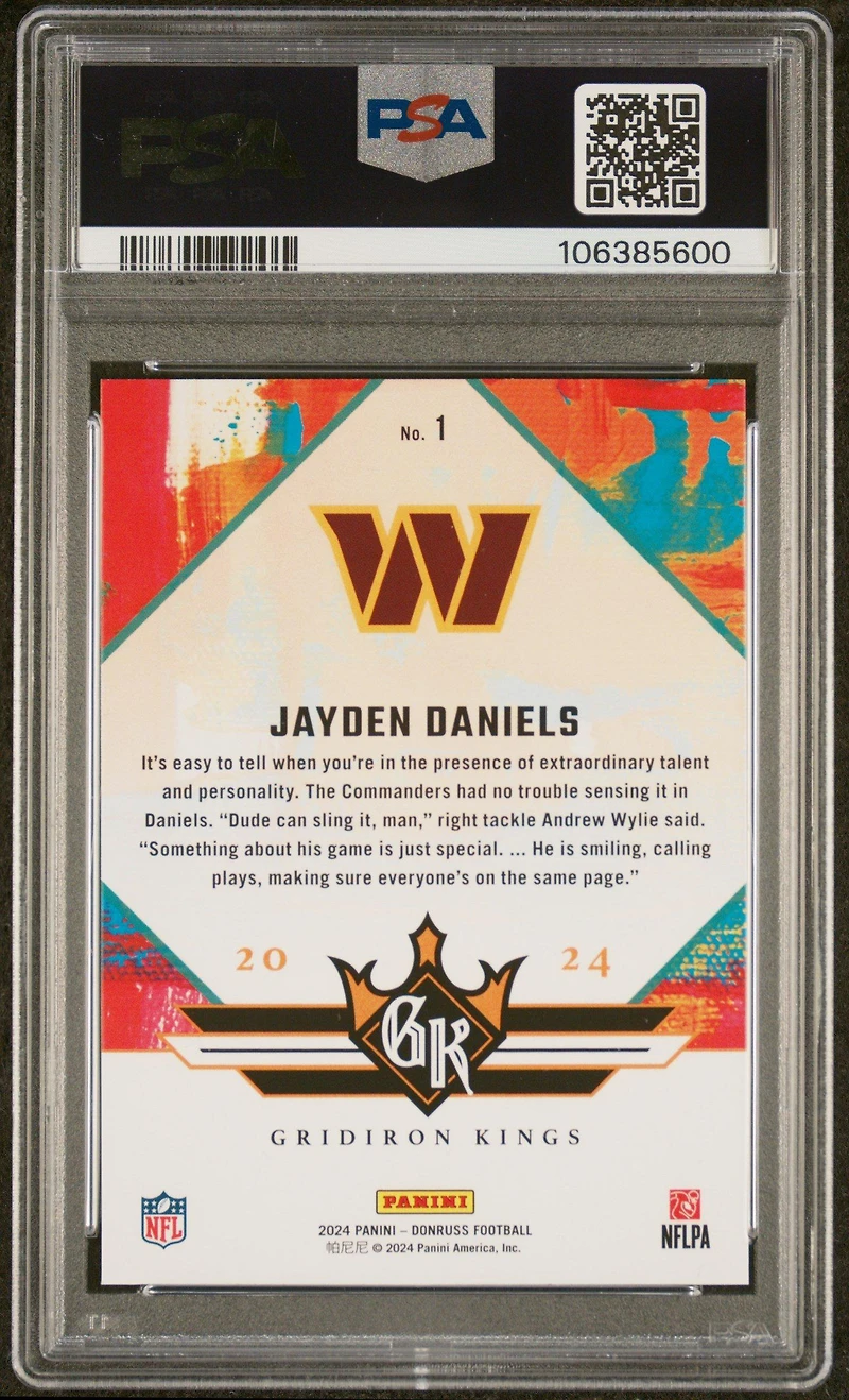 2024 Panini Donruss Rookie Gridiron Kings 1 Jayden Daniels PSA 10