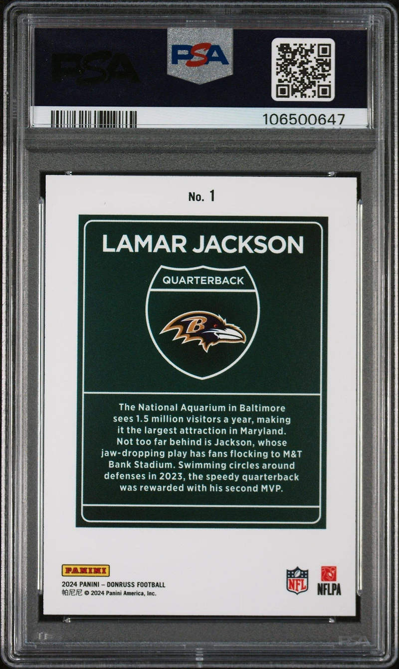 2024 Panini Donruss Downtown! 1 Lamar Jackson PSA