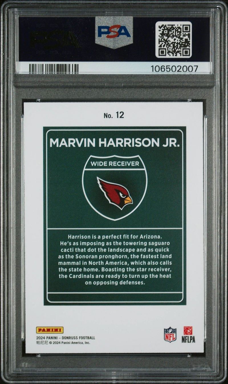 2024 Panini Donruss Downtown! 12 Marvin Harrison Jr. PSA