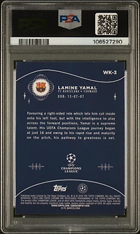 2023-24 Topps Chrome Uefa Club Competitions Wonderkids Wk3 Lamine Yamal PSA