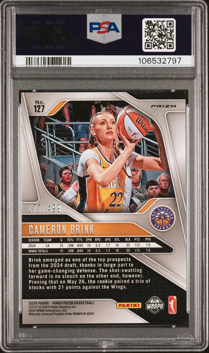 2024 Panini Prizm Wnba 127 Cameron Brink Pulsar PSA 9