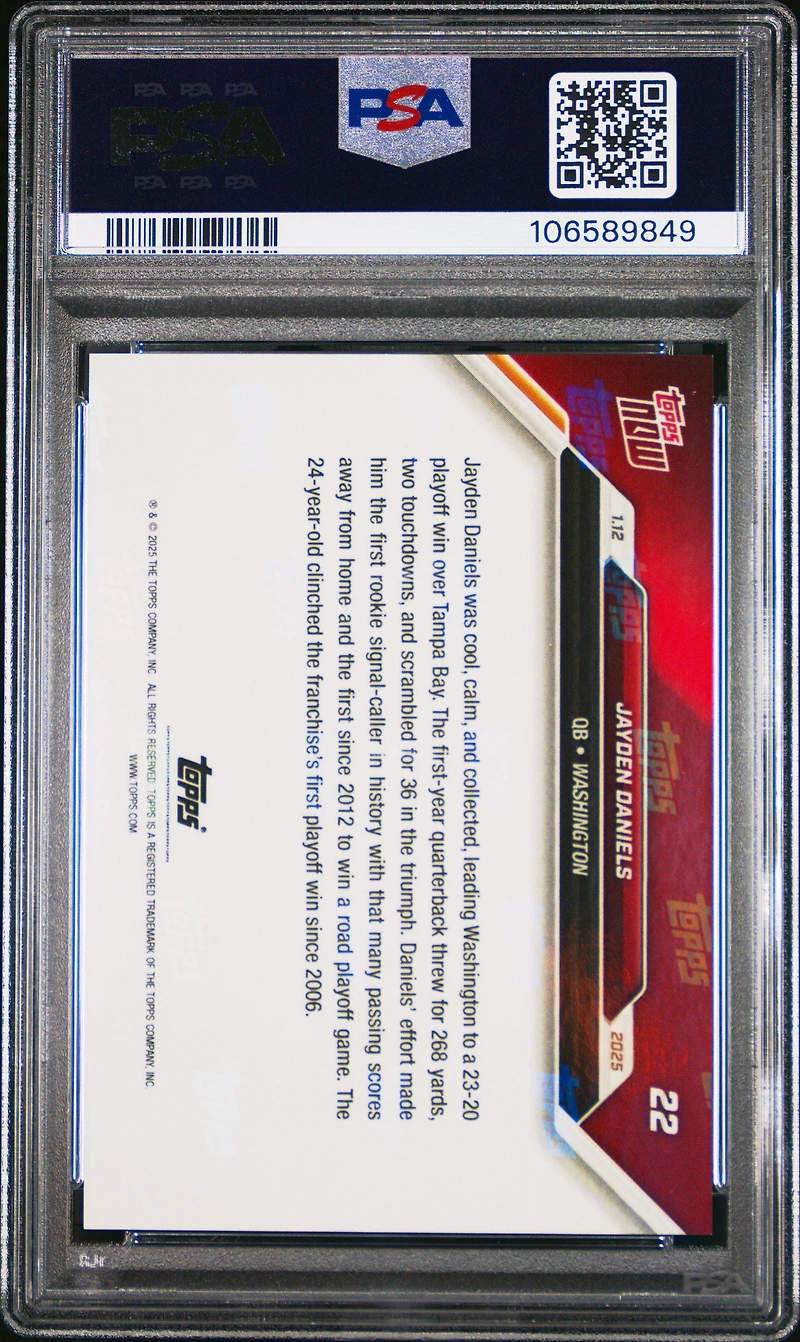 2024 Topps Now 22 Jayden Daniels PSA 10