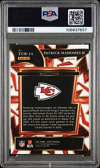 2021 Panini Select Turbocharged Tur14 Patrick Mahomes Ii Silver Prizm PSA 10