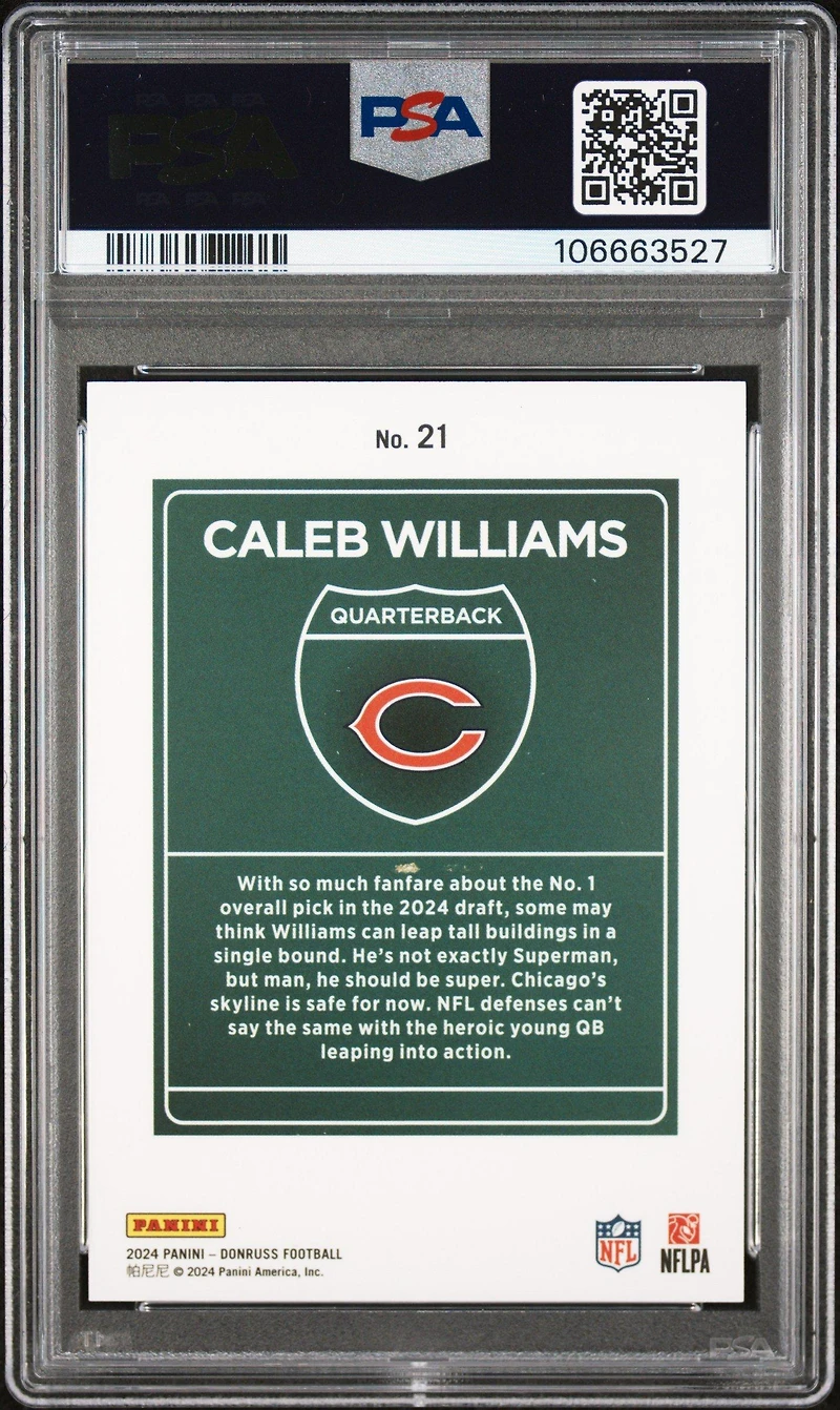 2024 Panini Donruss Downtown! 21 Caleb Williams PSA 9