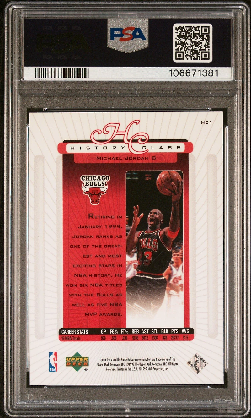 1999 Upper Deck History Class Hc1 Michael Jordan PSA 8
