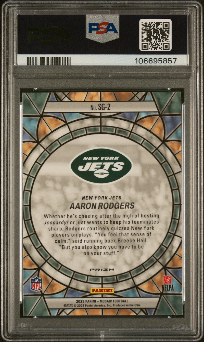 2023 Panini Mosaic Stained Glass Sg2 Aaron Rodgers PSA 10