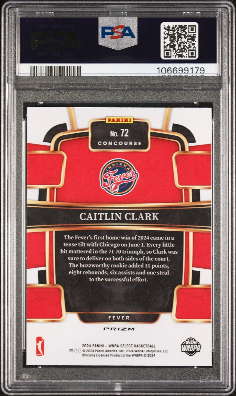 2024 Panini Select Wnba 72 Caitlin Clark Silver Flash PSA 9