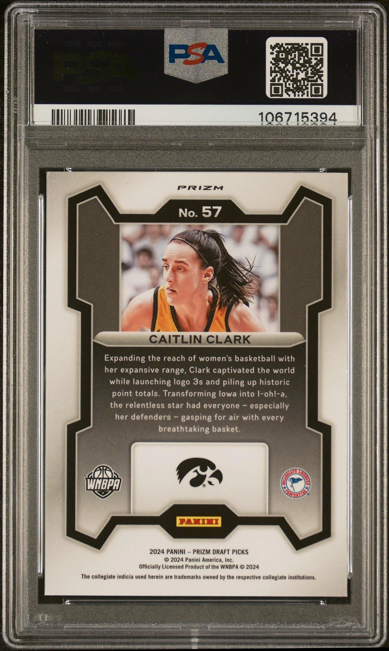 2024 Panini Prizm Draft Picks 57 Caitlin Clark Red Wave PSA 9