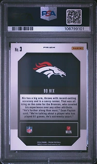 2024 Panini Prizm Emergent 3 Bo Nix Green Ice PSA 10