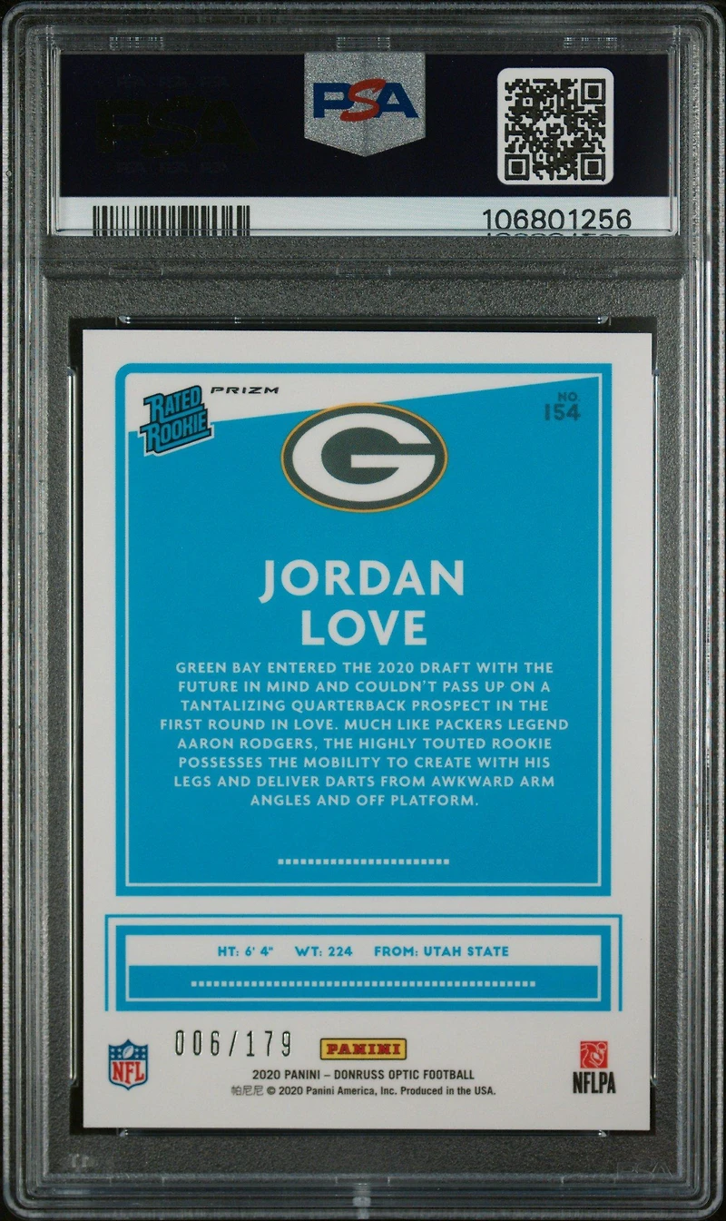 2020 Panini Donruss Optic 154 Jordan Love PSA