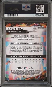 2024 Topps Finest 186 Elly De La Cruz Blue Refractor PSA 10