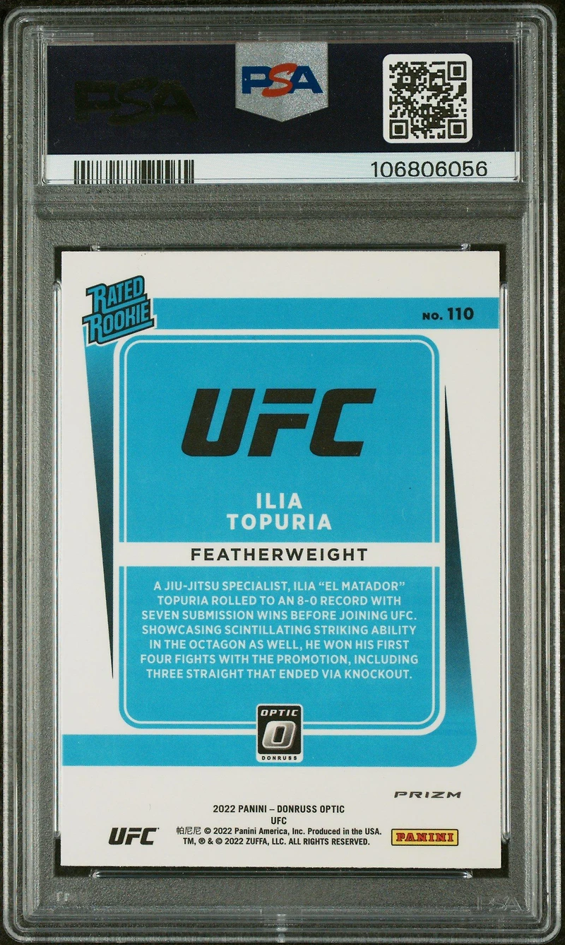2022 Panini Donruss Optic Ufc 110 Ilia Topuria Blue Velocity PSA 10