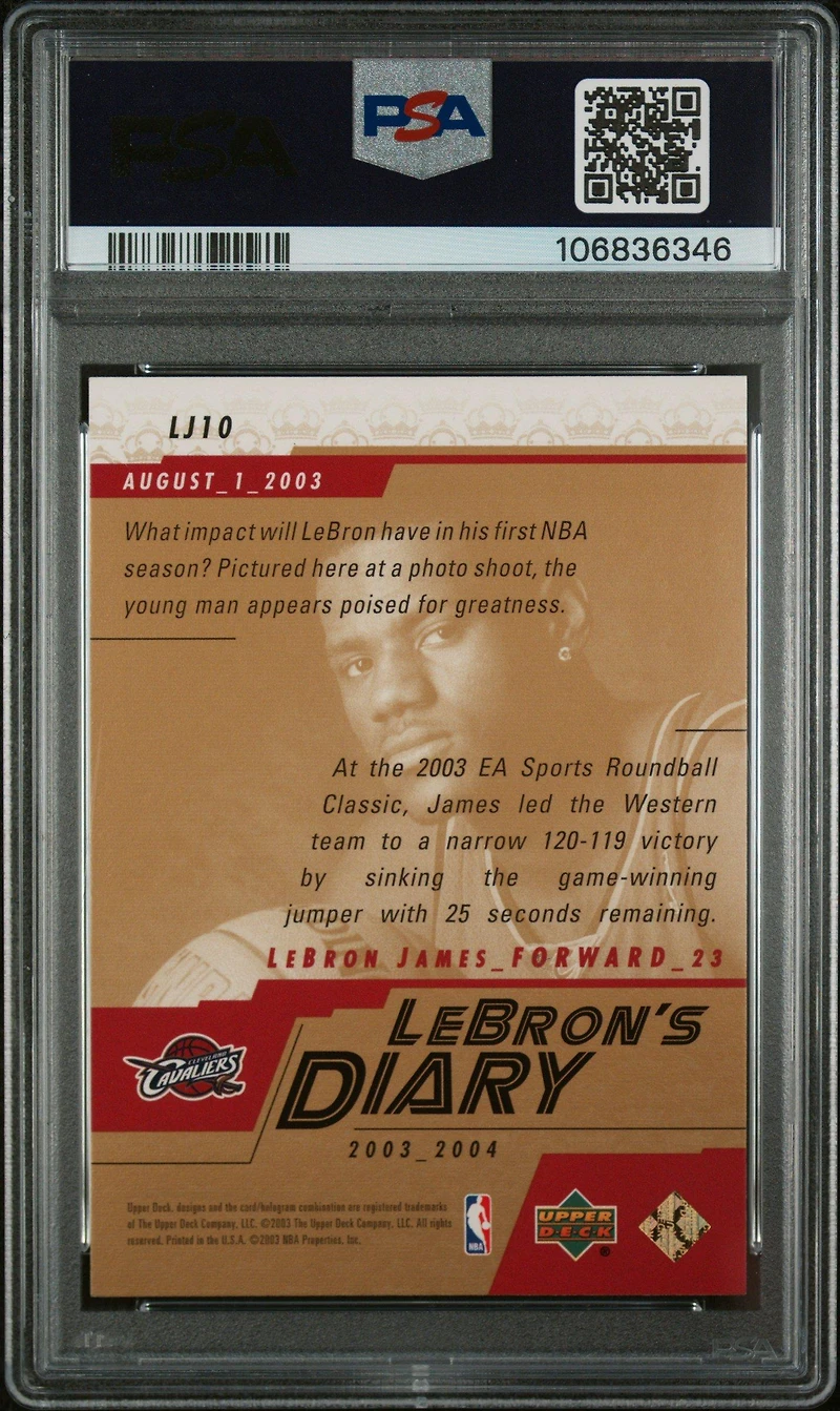 2003 Upper Deck Lebron's Diary Lj10 Lebron James PSA 9