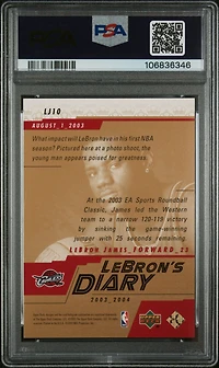 2003 Upper Deck Lebron's Diary Lj10 Lebron James PSA 9
