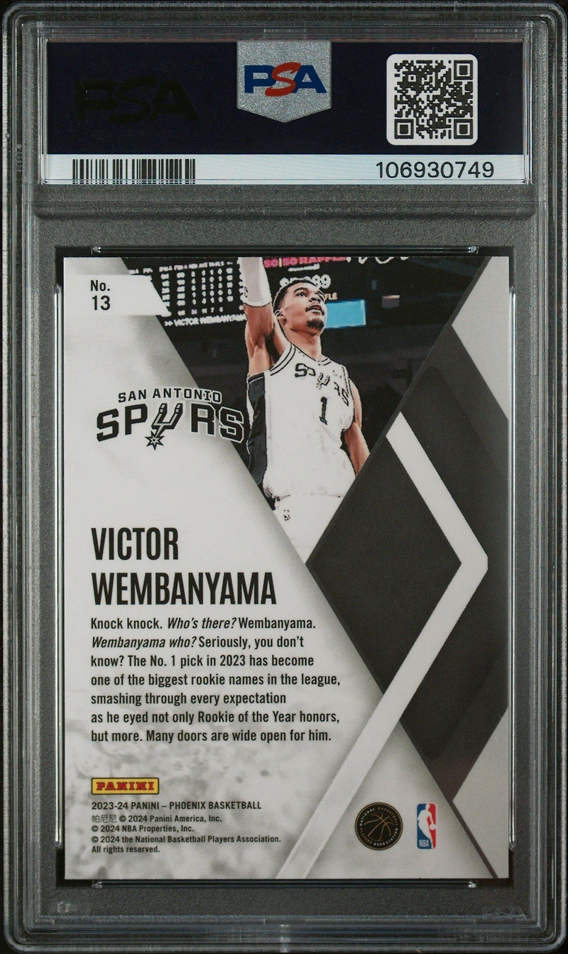 2023 Panini Phoenix Instant Phenom 13 Victor Wembanyama Ice PSA