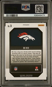 2024 Panini Prizm Emergent 3 Bo Nix Green Prizm PSA 10