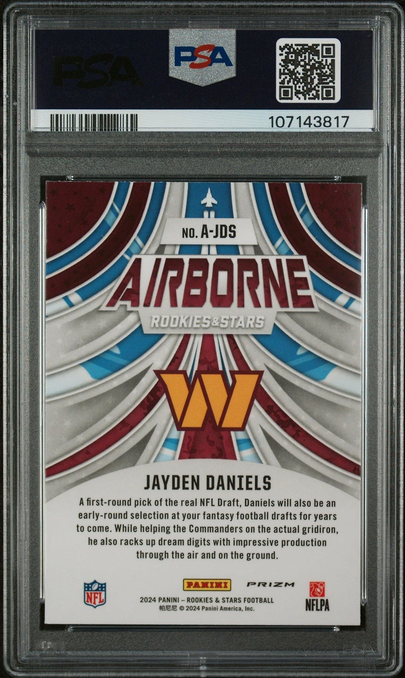 2024 Panini Rookies & Stars Airborne Ajds Jayden Daniels Red Plaid PSA 10