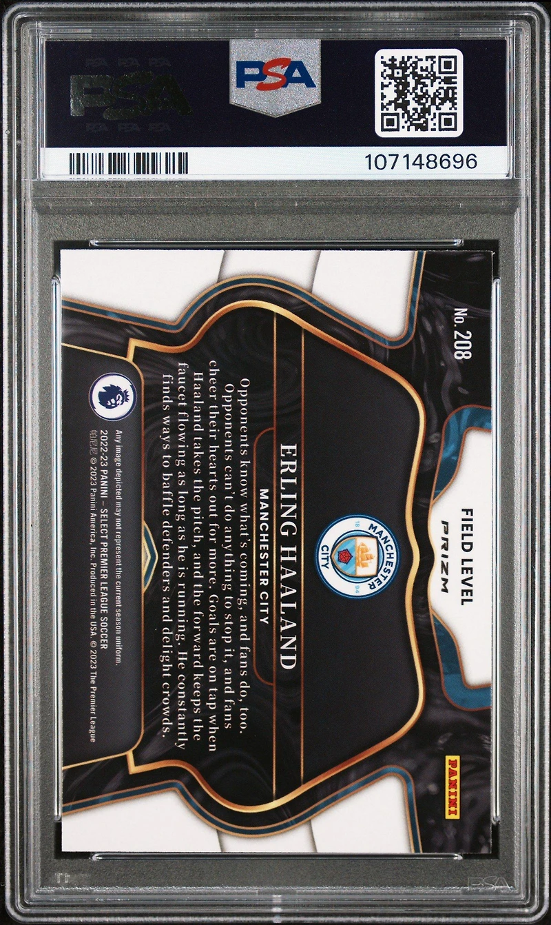 2022-23 Panini Select Premier League 208 Erling Haaland Pink Ice PSA 10