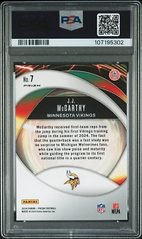 2024 Panini Prizm Portals 7 Jj Mccarthy Green Prizm PSA 10