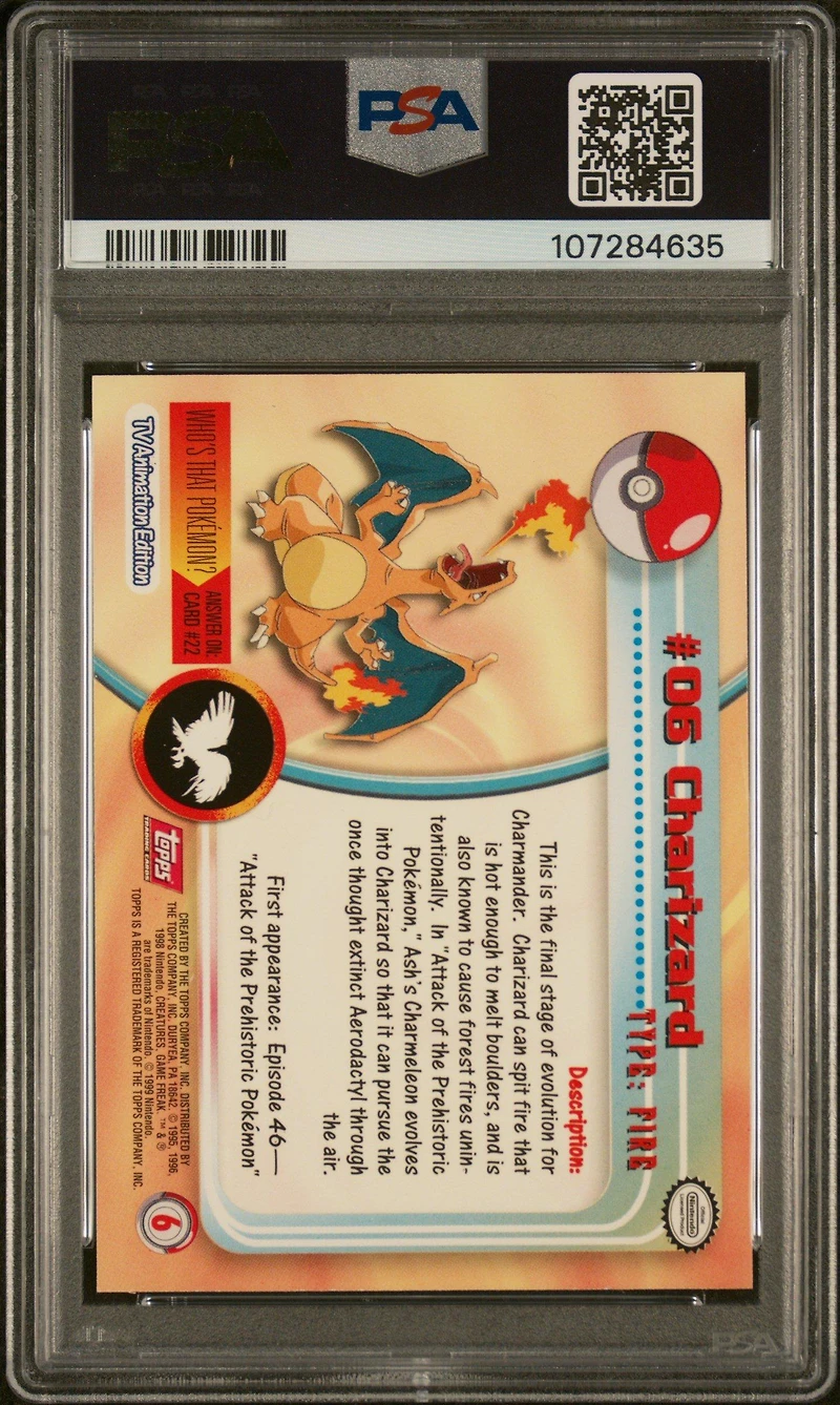 1999 Topps Pokemon Tv 6 Charizard PSA