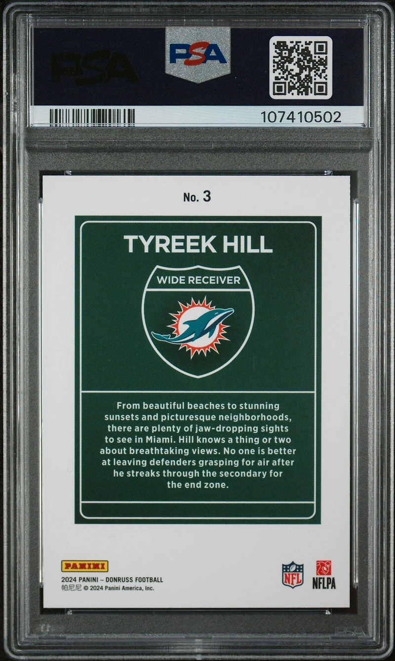 2024 Panini Donruss Downtown! 3 Tyreek Hill PSA