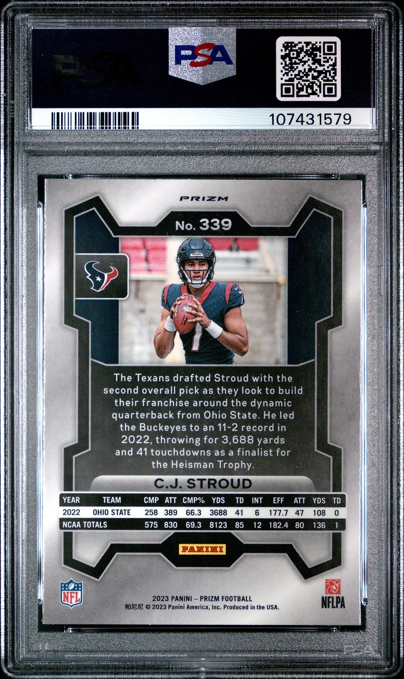 2023 Panini Prizm 339 Cj Stroud Green Prizm PSA 9
