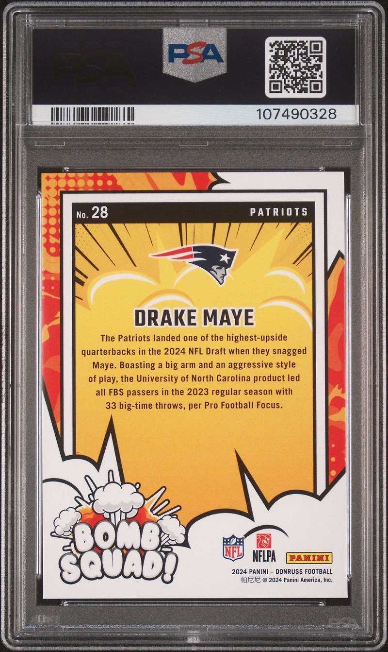 2024 Panini Donruss Bomb Squad 28 Drake Maye PSA