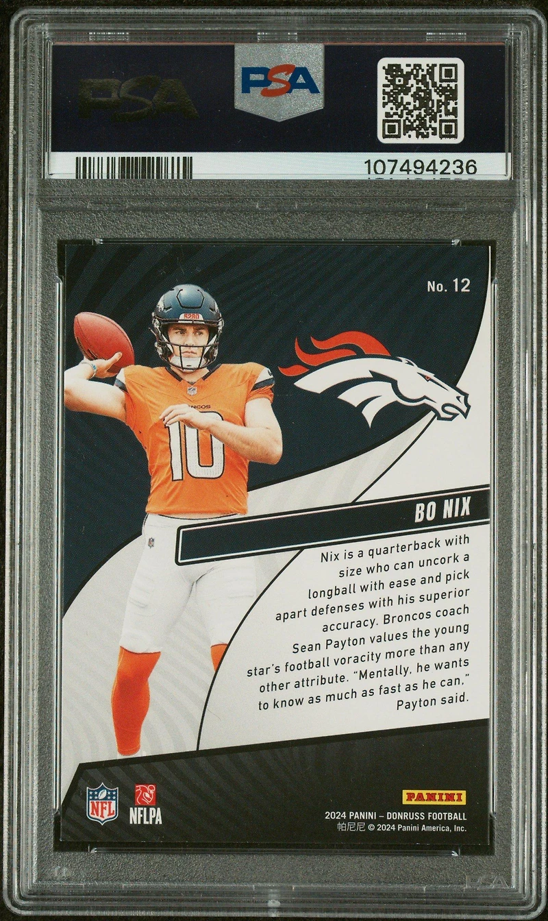 2024 Panini Donruss Rookie Revolution 12 Bo Nix PSA 9