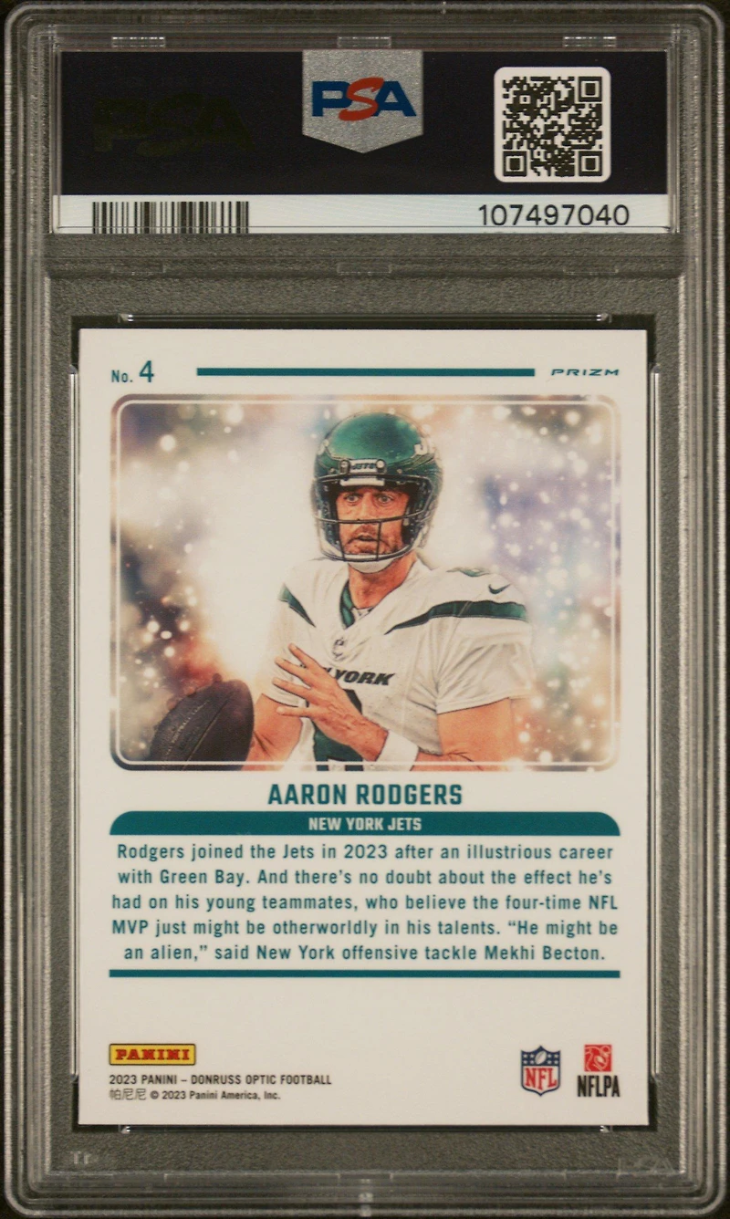 2023 Panini Donruss Optic Mythical 4 Aaron Rodgers PSA 10