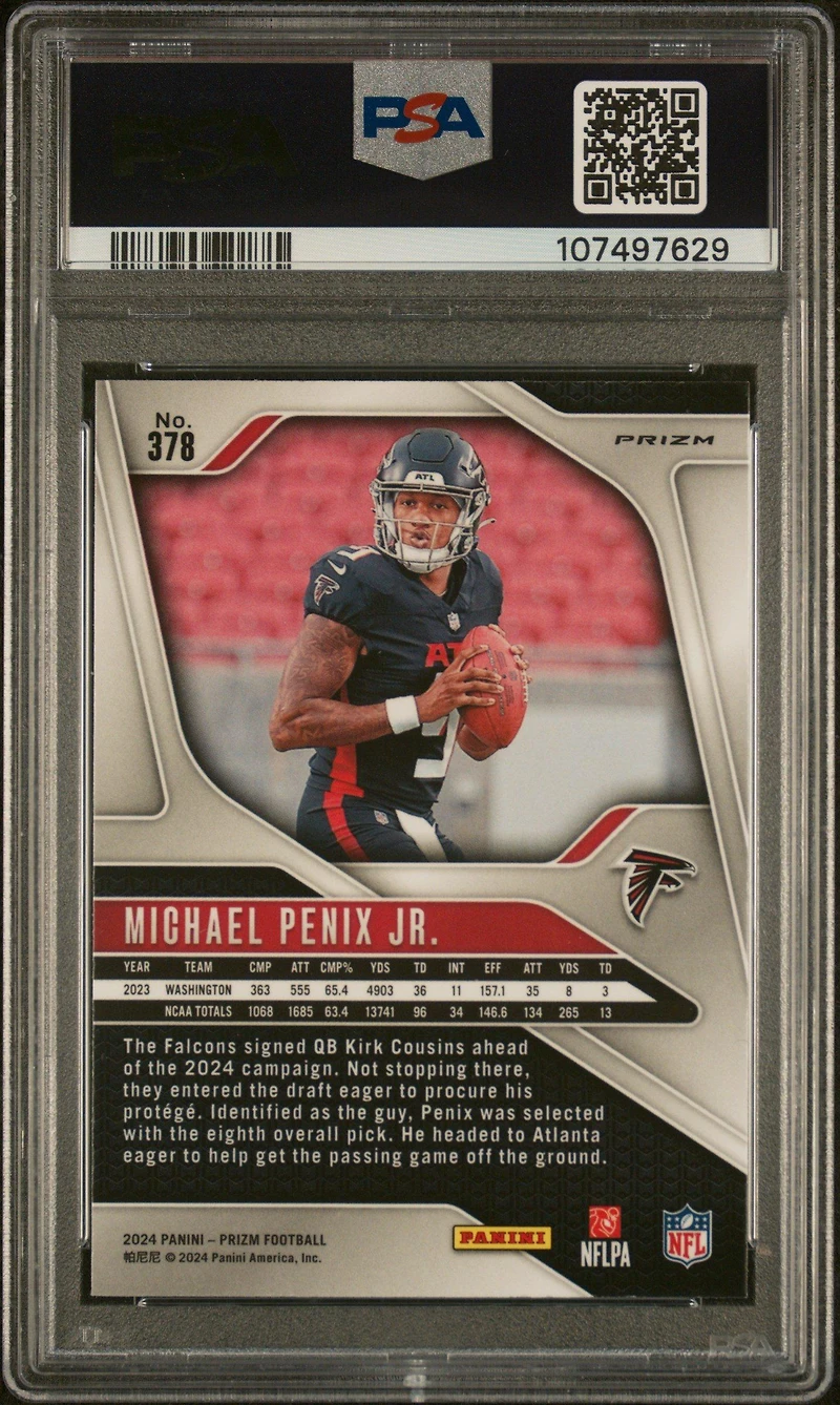 2024 Panini Prizm 378 Michael Penix Jr. Disco Prizm PSA 9