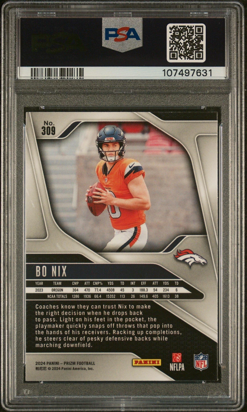 2024 Panini Prizm 309 Bo Nix PSA 10