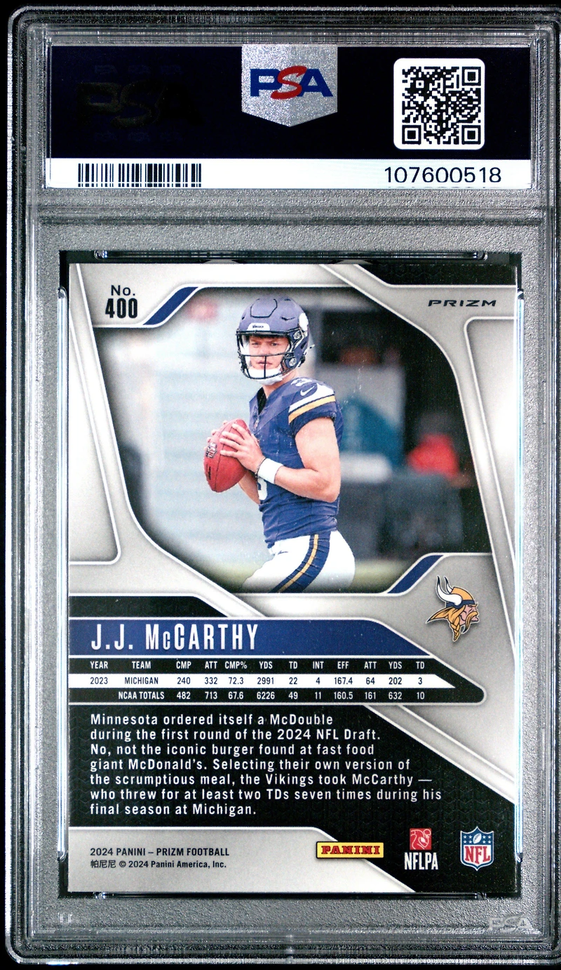 2024 Panini Prizm 400 Jj Mccarthy Disco Prizm PSA