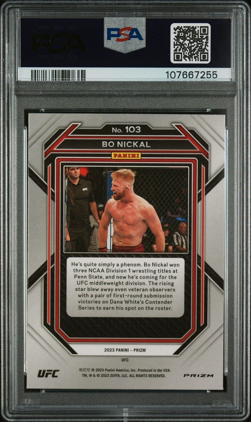 2023 Panini Prizm Ufc 103 Bo Nickal Ice PSA 10