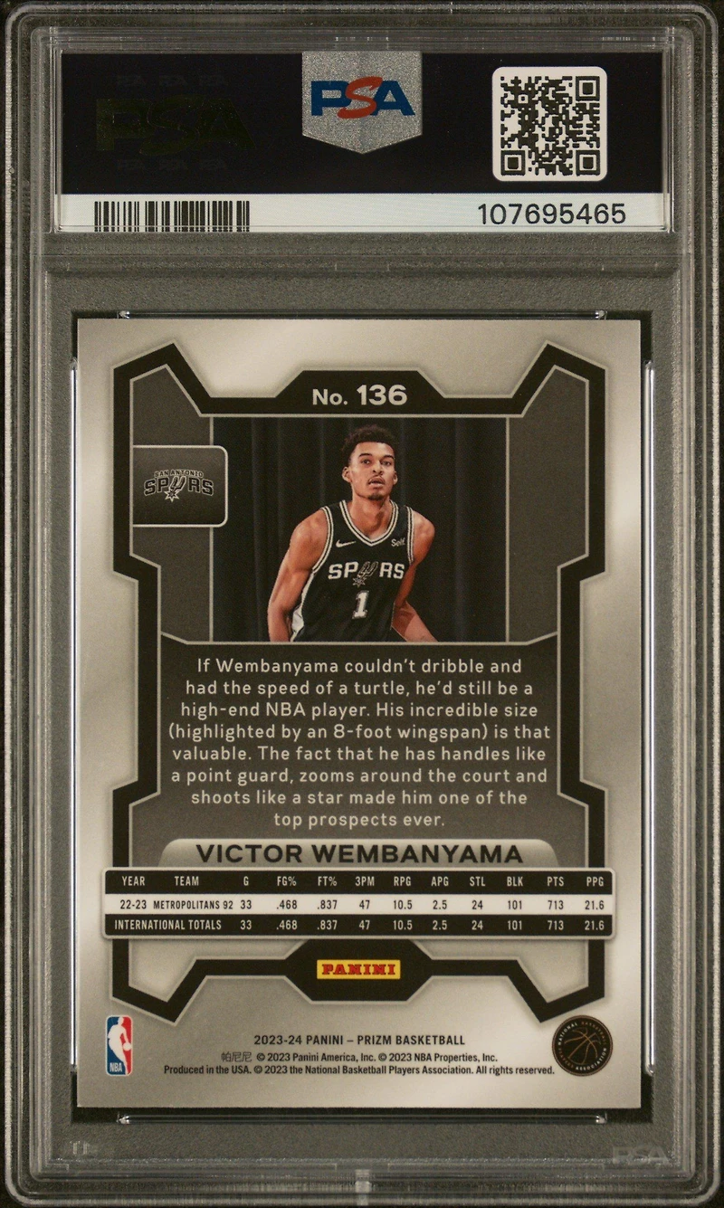 2023 Panini Prizm 136 Victor Wembanyama PSA